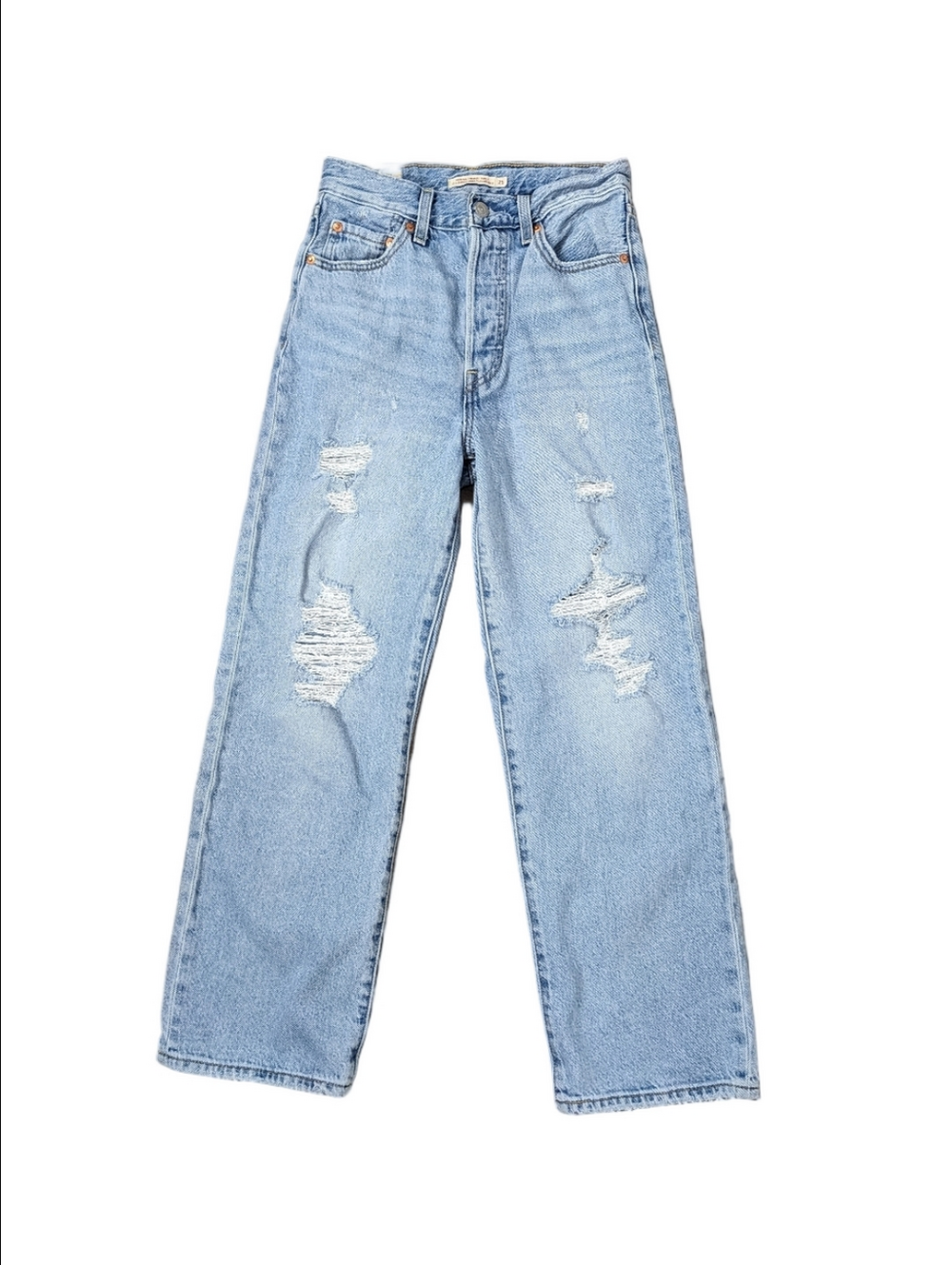 Levi's Womens Jeans Ribcage Straight Ankle Distressed Size 25